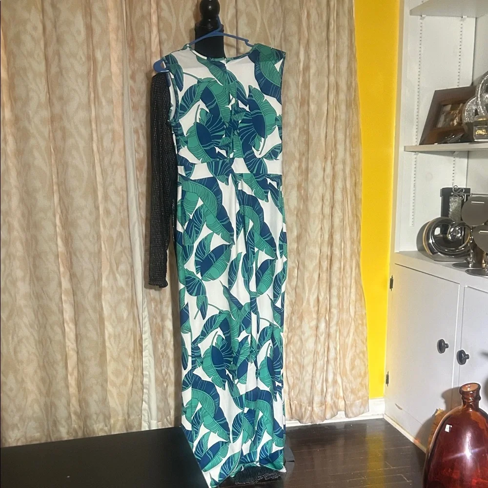 Tropical Green Leaf Print jumpsuit - Picture 8 of 8